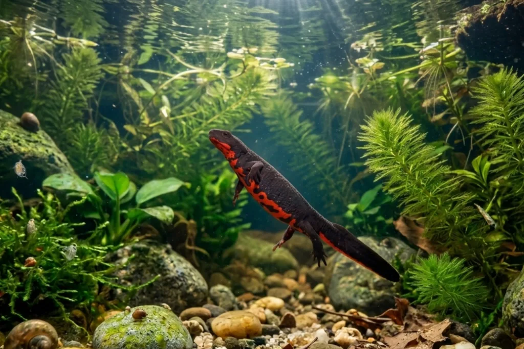 Triton à Ventre de Feu (Cynops Orientalis) : Photo d'un amphibien