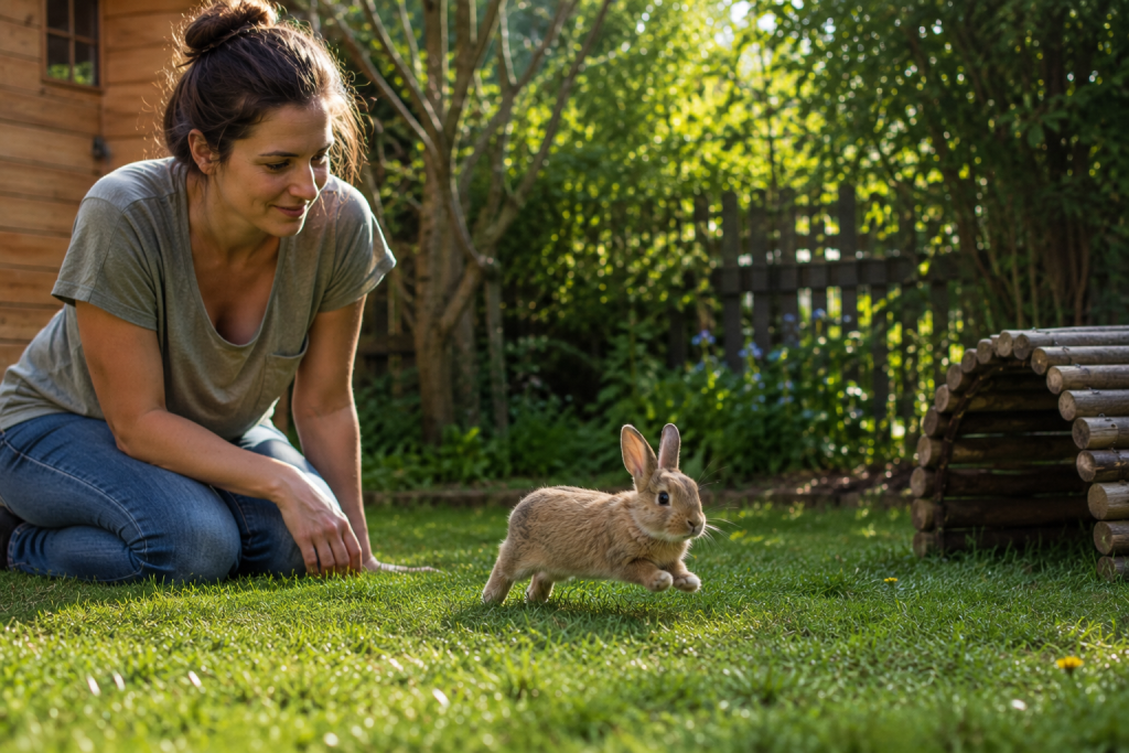 Un lapin nain a besoin d'espace, d'enrichissement et d'un environnement sécurisé pour explorer, courir et exprimer ses comportements naturels.
